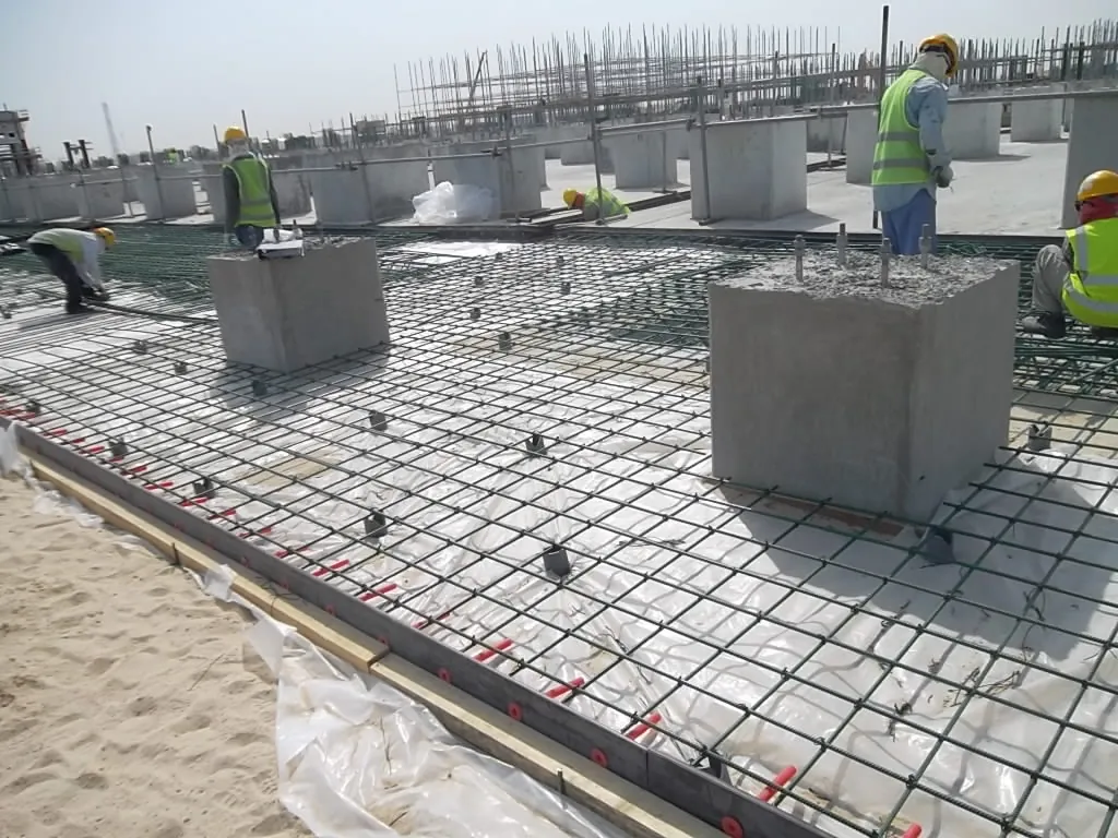 Concrete slab reinforcement on an FBC site